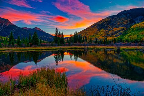 Calmoto mountain view closed, livermore, california. Colorful Panoramic Mountain View At Sunrise Reflecting In ...