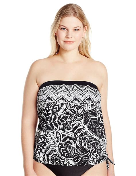 Maxine Of Hollywood Womens Plus Size Tribal Beat Bandeau Blouson