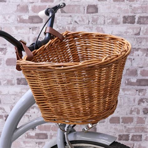 Honey Rattan Wicker Bicycle Basket With Straps The Basket Company