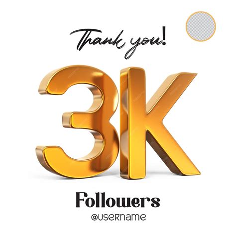 Premium Psd Followers Thank You Golden 3k Numbers