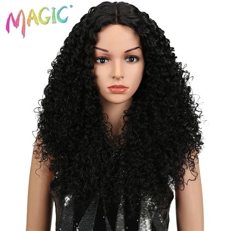 Aliexpress Com Buy Magic Hair Inch Synthetic Lace Front Black Wig African American Long