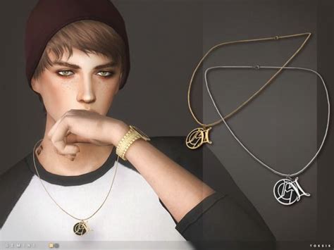 The Sims Resource Gemini Necklace By Toksik Gemini Necklaces Men