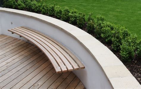 Floating Bench Seat Of Curved Laminated Cedar Planks Outdoor
