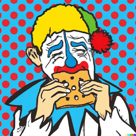 Pop Art Clown Crying Whilst Eating A Pop Tart Dall·e 2 Openart