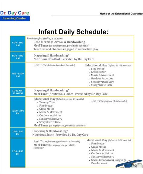 10 Daycare Schedule Templates Sample Examples