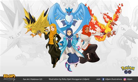 Pokemon Go Team Leaders With Legendary Pokemon By Ridjam On Deviantart
