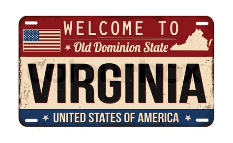 Welcome To Virginia Vintage Rusty License Plate Stock Vector Colourbox