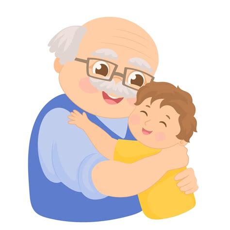 Premium Vector Happy Grandfather And Grandson Bow Their Heads