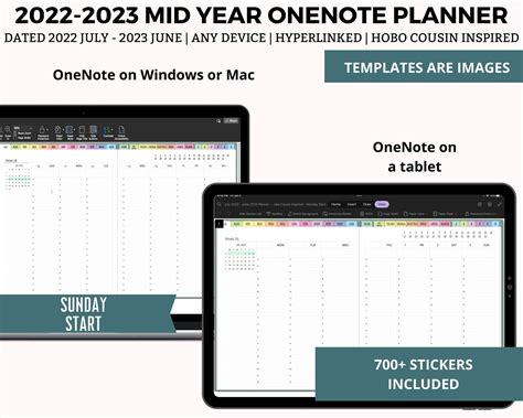 Onenote Digital Planner July 2022 To June 2023 Mid Year Etsy