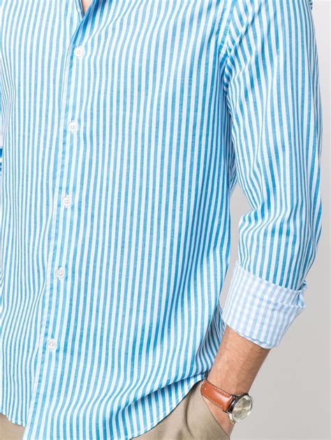 Fedeli Striped Spread Collar Shirt Farfetch