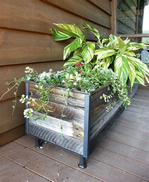 Rustic Steel Frame Planters With Reclaimed Cedar Wood Custom By