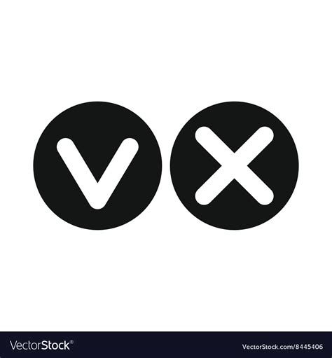 Yes No Check Marks Icon Simple Style Royalty Free Vector