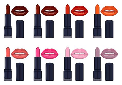 Premium Vector Set Of Womens Lipsticks In Different Shades