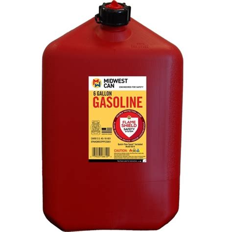 Midwest Can 6610 Mwc6610 6 Gallon Fmd Gas Can