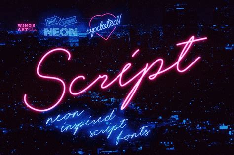 Night Light Neon Script Font Design Cuts