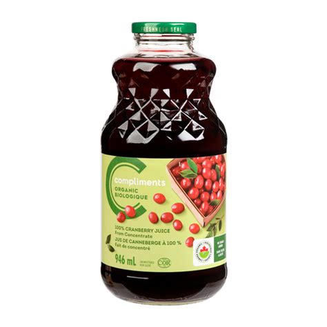 Organic 100 Cranberry Juice 946 Ml Complimentsca