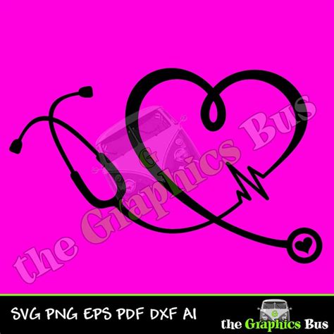 Heart Stethoscope Svg With Ekg Stethescope Pdf Essential Worker Png