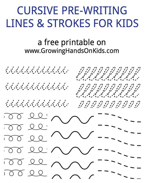 Cursive Pre Writing Lines And Strokes For Kids Printable Packet