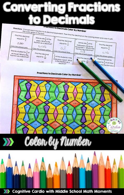 Converting Fractions To Decimals Color By Number Print And Digital