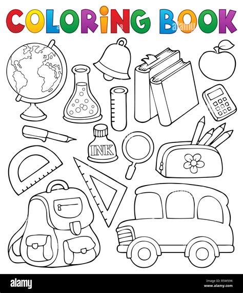 Libro Para Colorear De Objetos Relacionados Con La Escuela 1 Fotografía