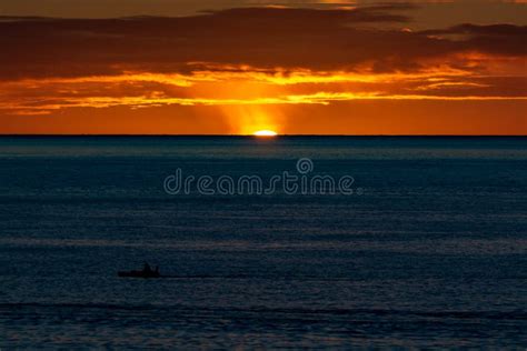 Scenic Colorful Sunrise Over Dark Blue Ocean Water Stock Image Image