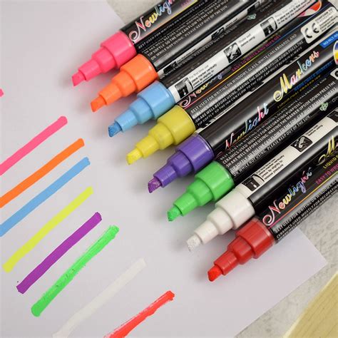 8 Colours Highlighter Pen 5mm Liquid Chalk Fluorescent Neon Marker Led