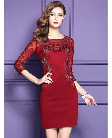 Classy Navy Blue Lace Long Sleeve Cocktail Dresses For Women Wedding Guest Zl8009