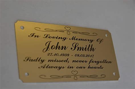 Solid Brass Memorial Bench Plaque Grave Marker Sign 4x2 Personalised