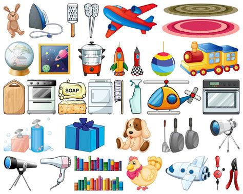 Large Set Of Household Items And Toys 1235245 Vector Art At Vecteezy