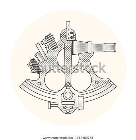 sextant ancient navigation astrolabe vintage nautical stock vector royalty free 1912480933