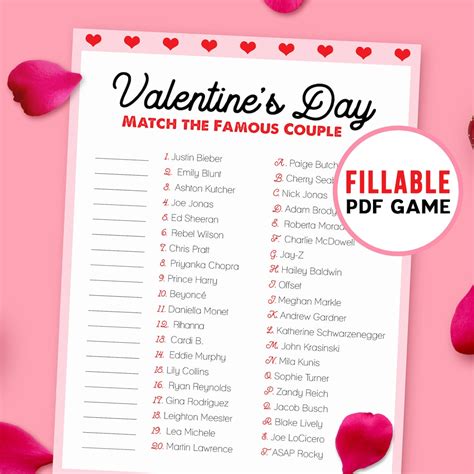 Match The Famous Couple Valentines Games Printable Game Etsy