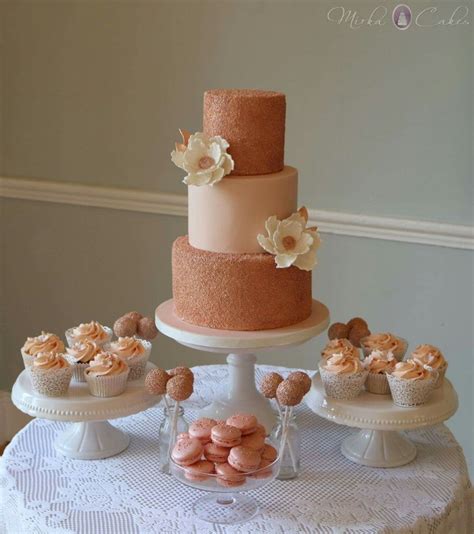 Rose Gold Blush Nude Wedding Dessert Table Wedding Desserts Wedding