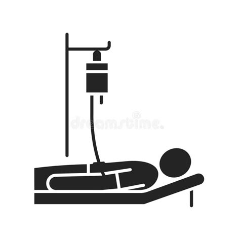 Man With A Dropper Black Glyph Icon Hospital Ward Intensive Therapy