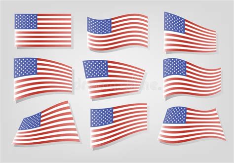American Flag Of Various Shapes Vector Illustration Stock Vector