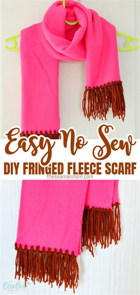 Diy Fleece Scarf With Yarn Fringe No Sew Easy Peasy Creative Ideas