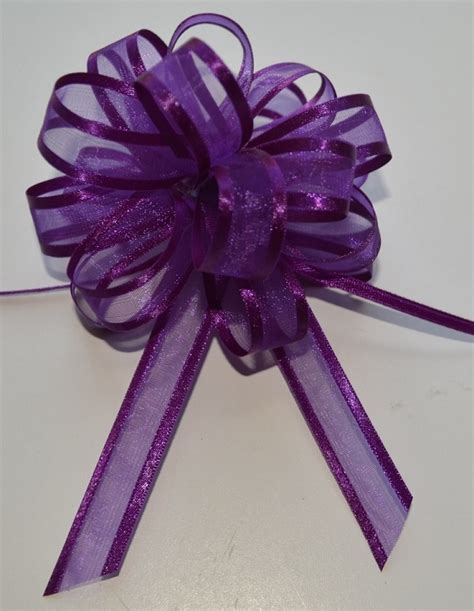 Purple Organza Pull Bow With Satin Edge 12 Individually Packed Bows