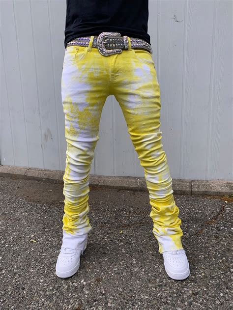 Lemon Yellow Stacked Jeans Weirdenims
