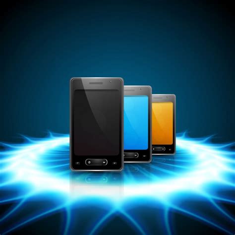 Mobile Phones On Shiny Background Vector Free Download