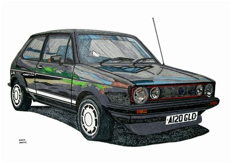 vw golf mk1 gti drawing my drawing for a client hand drawn on watercolour paper using pen and