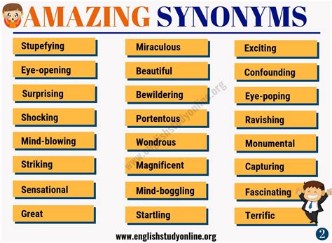 Amazing Synonym List Of 50 Awesome Words To Used Instead Of Amazing