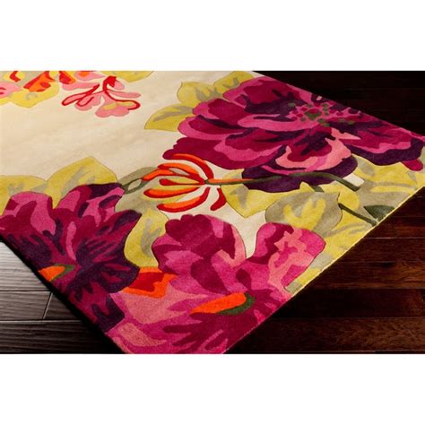 Shop Hand Tufted Pink Contemporary Floral Wool Area Rug 33 X 53