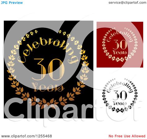 Clipart Of Celebrating 30 Year Anniversary Designs Royalty Free