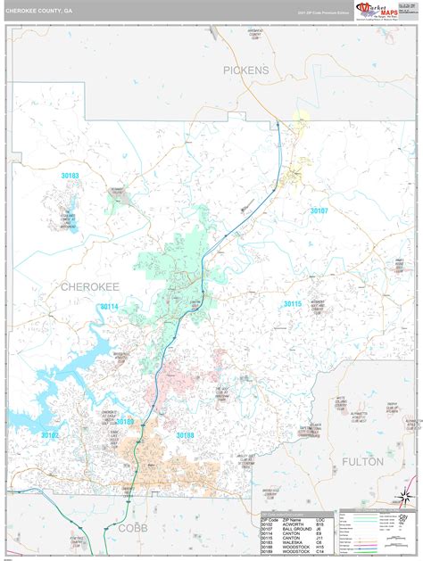 Cherokee County Ga Wall Map Premium Style By Marketmaps Mapsales