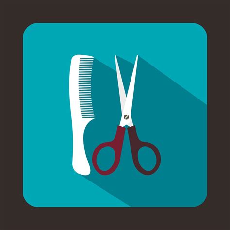 Scissors And Comb Icon Flat Style 14453519 Vector Art At Vecteezy