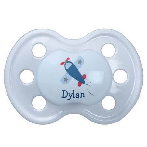 Cute Blue Airplane Pacifier Baby Boy Pacifier Elephant