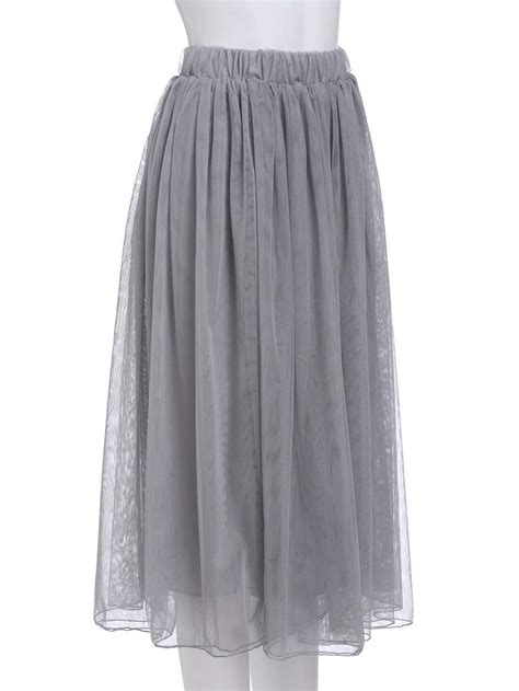 Grey Elastic Waist Multilayers Mesh Skirt Sheinsheinside
