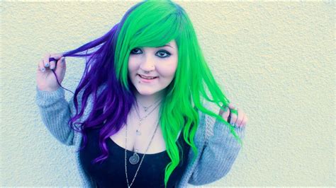 ♥ Dying My Hair Purple And Green ♥ Half And Half Youtube