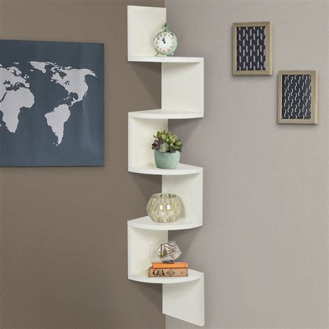 27 exclusive wall shelf ideas. Large Corner Wood Zig Zag Wall Shelf White Finish Home ...