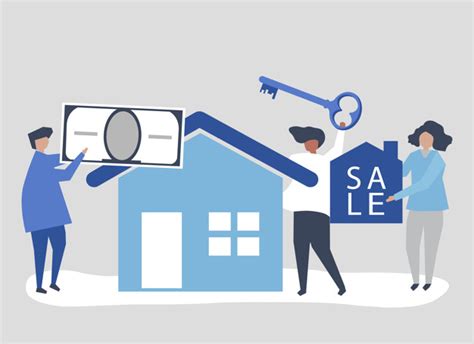 Sie wollen ein haus kaufen? Charakterillustration von den leuten, die haus verkaufen ...