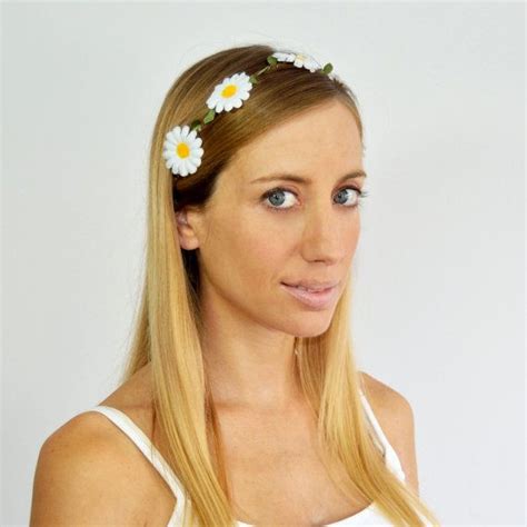 Flower Crown Headband Hippie 70s Style Bohemian Handmade White Daisies